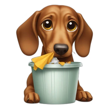 dachshund eating garbage sticker