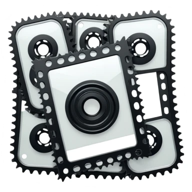 Simple vertical film strip with three frames and sprocket holes, black strip with transparent frames, clean iOS emoji design sticker