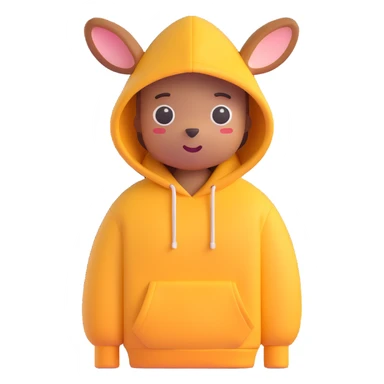 cozy red hoodie with drawstring and kangaroo pocket, sleeves rolled up, 3D emoji style sticker