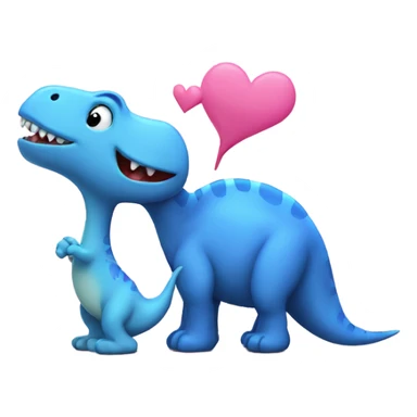 A Blue dinosaur is kissing a pink dinosaur  sticker