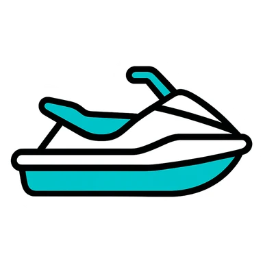 white and turquoise jet ski, simple icon style sticker