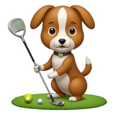 A dog playing golf sticker