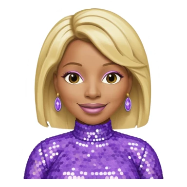 Mary J Blige with blonde hair, lilac sequin outfit sticker