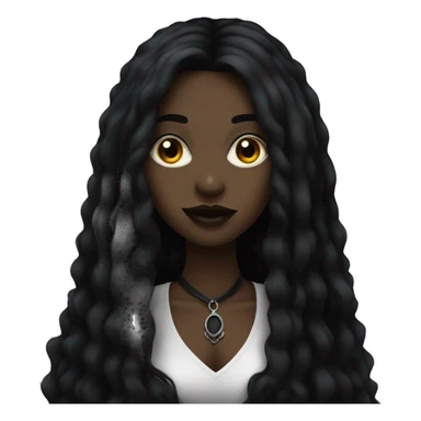 Black goth woman with long black hair portrait  sticker
