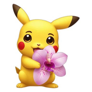 Cute Pikachu holding an orchid sticker