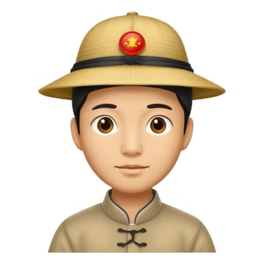 chinese male in 1800s, with chinese hat sticker