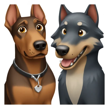 one doberman AND one wolf  sticker
