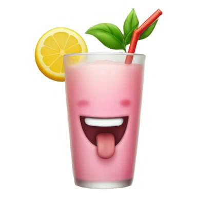 Happy face. Tongue out. Yummy. Holding a drink  sticker