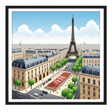  paris art gallery SPAM meat city landscape  sticker