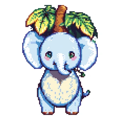 Elefantuchi coconuchi, waving trunk, round body, playful expression sticker