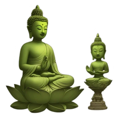 Moine en position de lotus, avec une statue de bouddha sticker