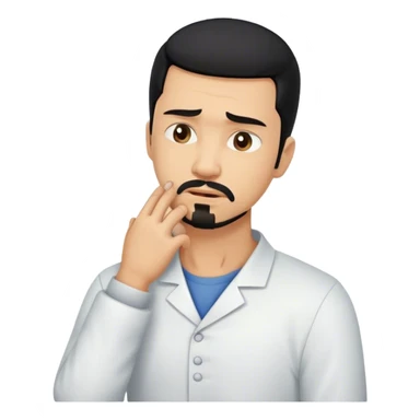 Man with black hair and goatee holding neck bent over in pain sticker
