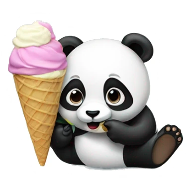 Panda eating ice cream sticker