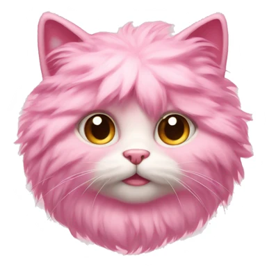 pink fluffy cat with bows on ears sticker