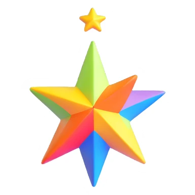 3D star floating with bright colors and prominent details sticker