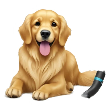 Golden retriever vacuuming sticker