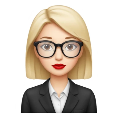 office working woman with rectangle glasses and red lipstick  sticker
