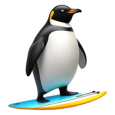 a fat penguin on some sort of surfboard  sticker