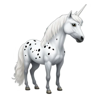White horse with black spots and white wings and unicorn horn sticker