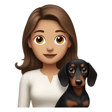 brown haired girl with black long haired dachshund  sticker