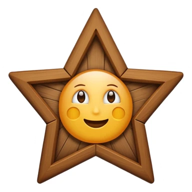 wooden wall picture frame of a star no eyes sticker