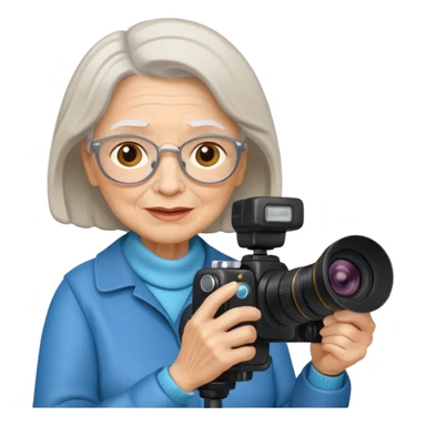 woman cameraman hold a camera, elderly sticker