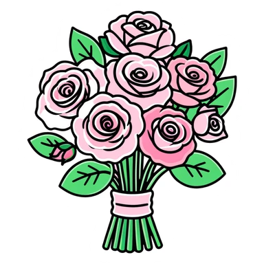 Huge pink flower bouquet with different flowers and pink tones and roses sticker