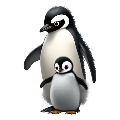 baby penguin with mom penguin  sticker