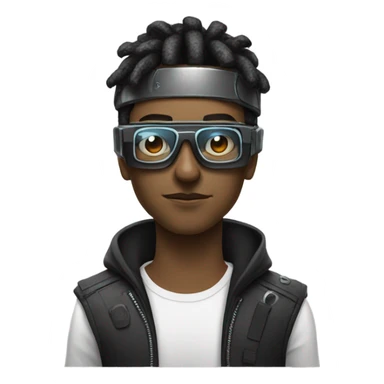 cyberpunk hacker with mechanical glasses sticker