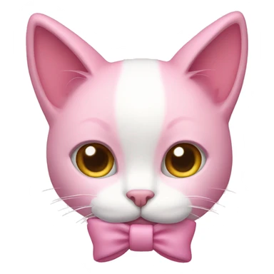 Pink cat with a white bow sticker