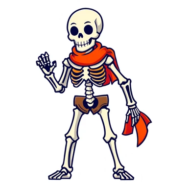Papyrus from Undertale, tall skeleton with a red scarf, white body armor, orange-red gloves, enthusiastic pose sticker