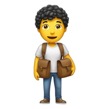 Said hello with one hand, with a bag on his back sticker