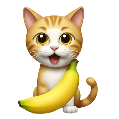 Cat eating a banana sticker