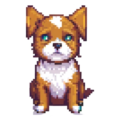 simple and cute blue dog in pixel art style sticker
