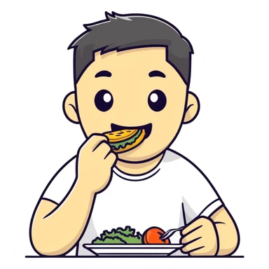 fat guy eating sticker