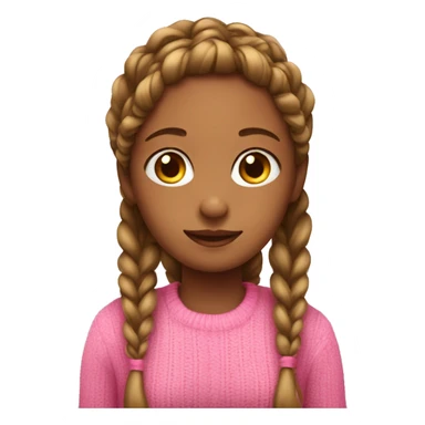 A girl with braids and a pink sueter sticker
