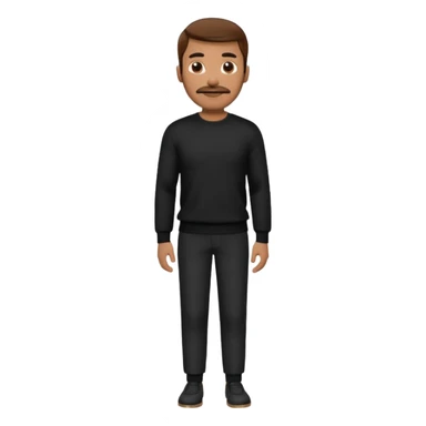 man with mustache, brown hair, 33years old, shirt, high temple Black pullover with a white shirt underneath and black fabric trousers 👕🖤👖 sticker