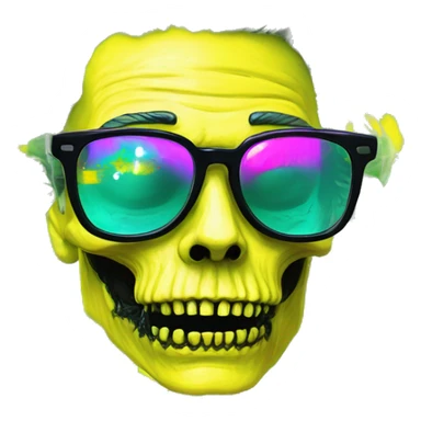 420 .Zombie_ Vaporwave black holographic oilslick zombie unicorn smoking yellow caution tape hemp leaves sticker