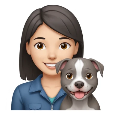 Completely Grey pitbull with one darkBrown haired Girl  sticker