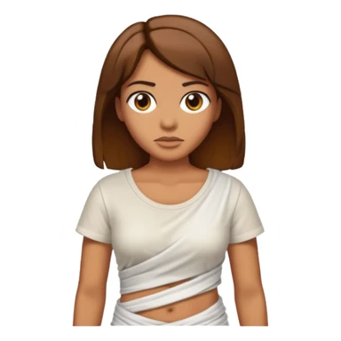 Mummy, his clothes:white T-shirt, brown hair sticker