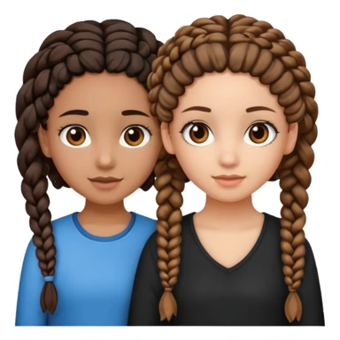 2 girl best friends. One is black with braids and brown eyes. One is white with curly brown hair with brown eyes.  sticker