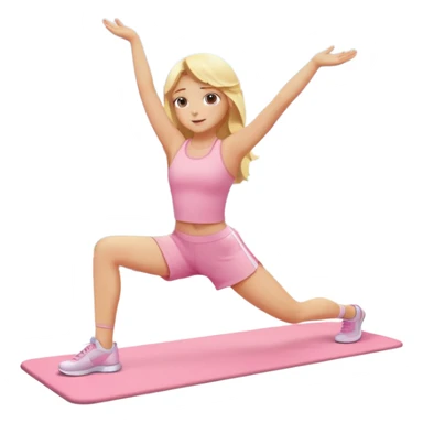 angelic blonde girl stretching in light pink gym sticker