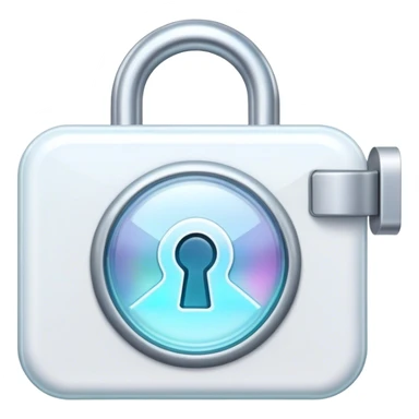 Holographic and glassmorphic white lock sticker