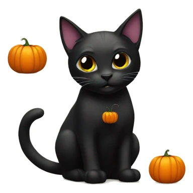 Black cat with pumpkin sticker