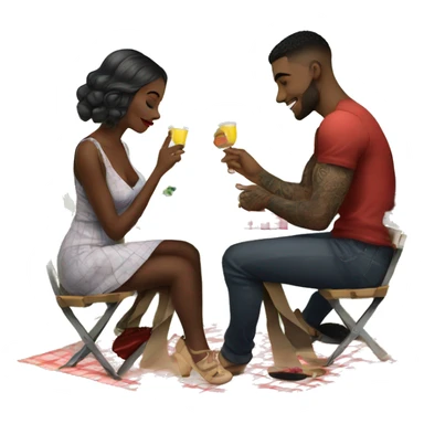 Romantic picnic date for beautiful tattooed couple sticker