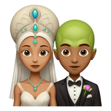 alien couple on wedding day sticker