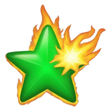Green star on fire sticker