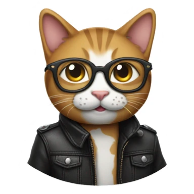 Cat wearing glasses and leather jacket  sticker