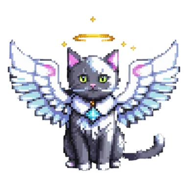 flying cat with magical wings sticker