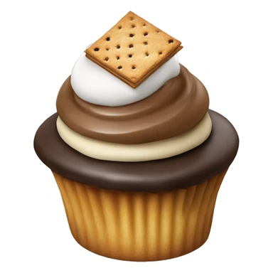 S’mores cupcake with chocolate and graham cracker sticker